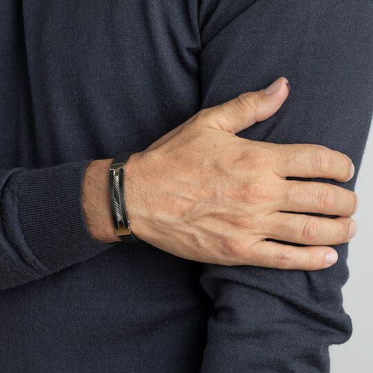 Lotus Bracciale Uomo Silicone Nero e Acciaio