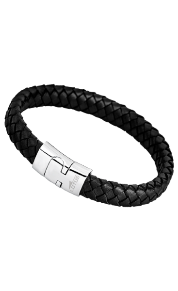 Lotus Bracciale Uomo Pelle Marrone Intrecciata e Acciaio