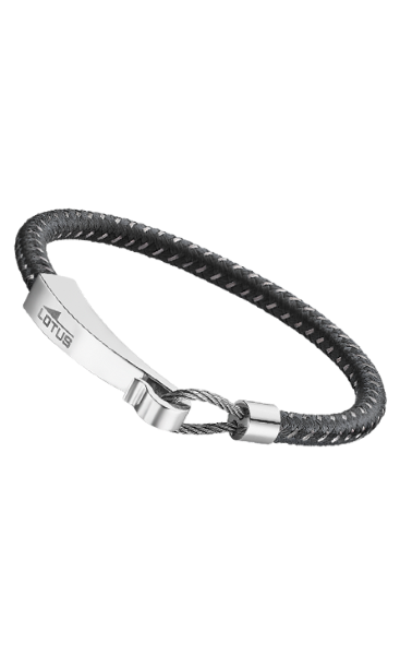 Lotus Bracciale Uomo Cordoncino Grigio e Acciaio