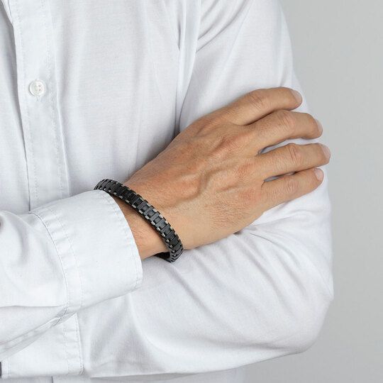 Lotus Bracciale Uomo Pelle Nera e Acciaio