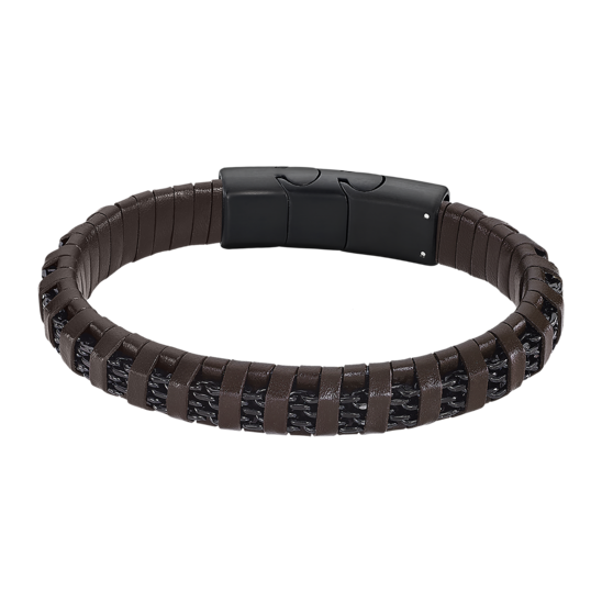 Lotus Bracciale Uomo Acciaio e Pelle Marrone