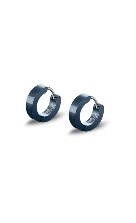 Lotus Orecchini Cerchietti Uomo Acciaio Pvd Blu