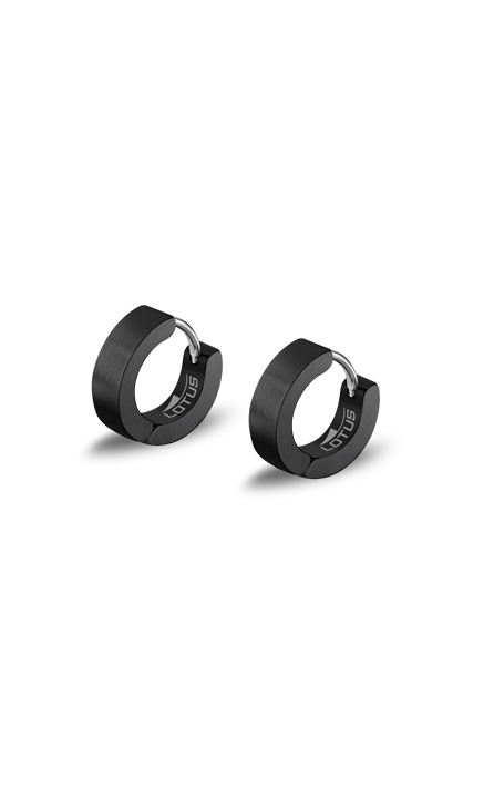 Lotus Orecchini Cerchietti Uomo Acciaio Pvd Nero