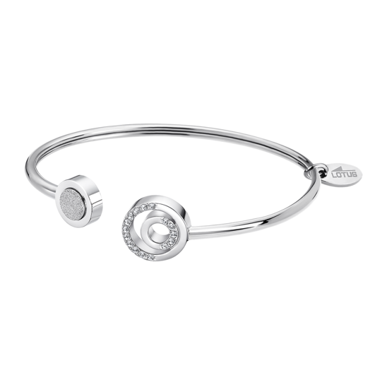 Lotus Bracciale Semirigido Acciaio con Cristalli Bianchi