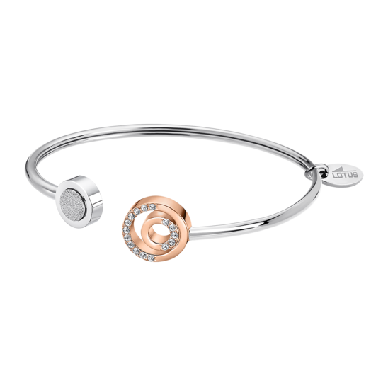 Lotus Bracciale Semirigido Acciaio Bicolore Cristalli Bianchi