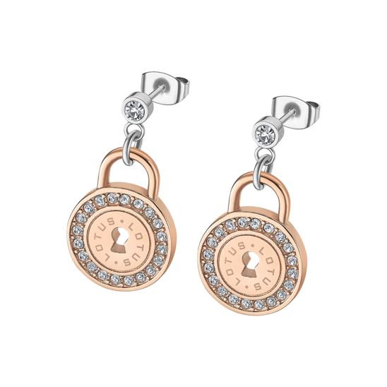 Lotus Orecchini Donna Acciaio Lucchetto Tondo Rosè
