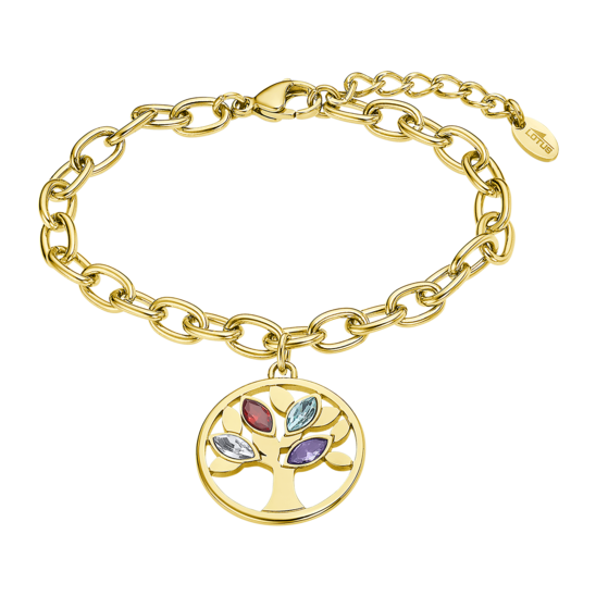 Lotus Bracciale Acciaio Gold Albero Della Vita Cristalli Multi