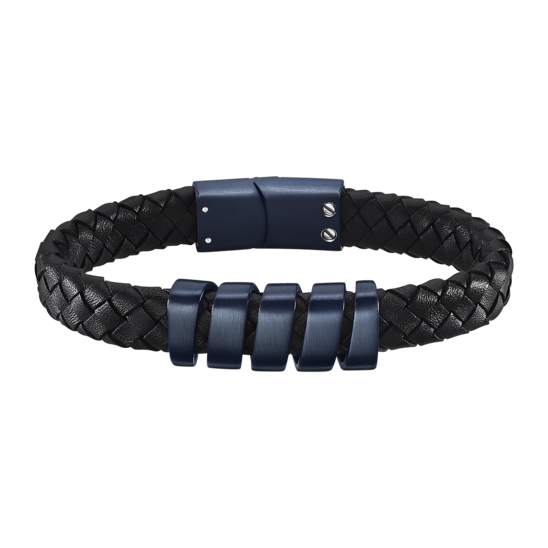 Lotus Bracciale Uomo Pelle Blu Chiusura Acciaio