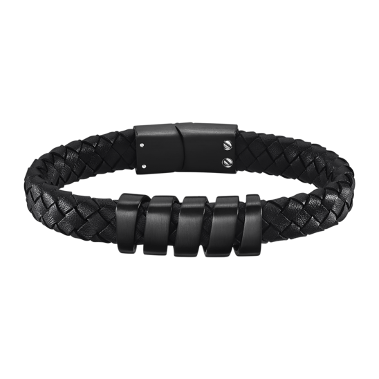 Lotus Bracciale Uomo Pelle Nera Chiusura Acciaio LS2207-2/2