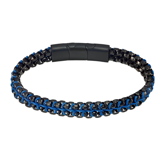 Lotus Bracciale Acciaio Pvd Nero e Spago Blu