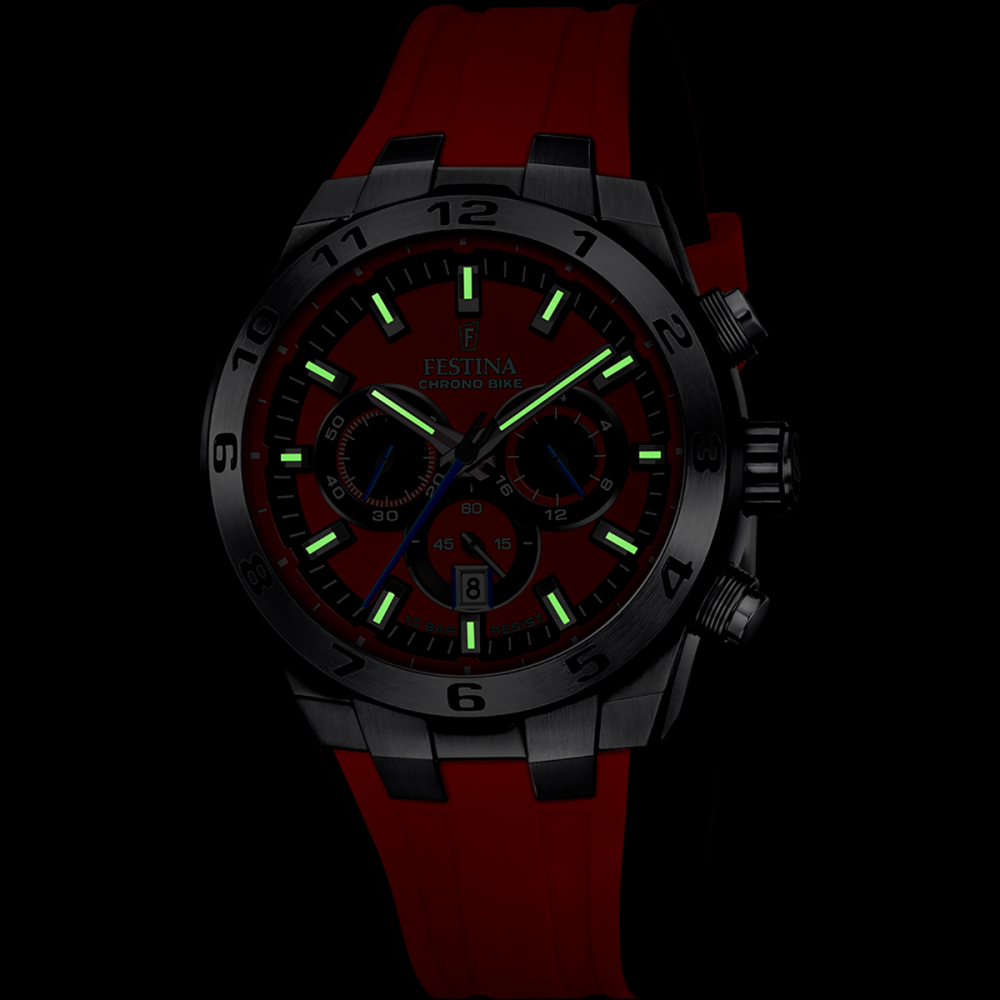 Festina Orologio Cronografo Acciaio Quadrante Rosso