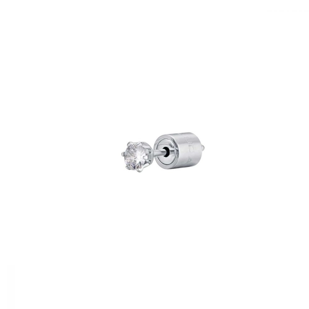 Luca Barra Mono Orecchino Acciaio Cristallo Bianco 3mm