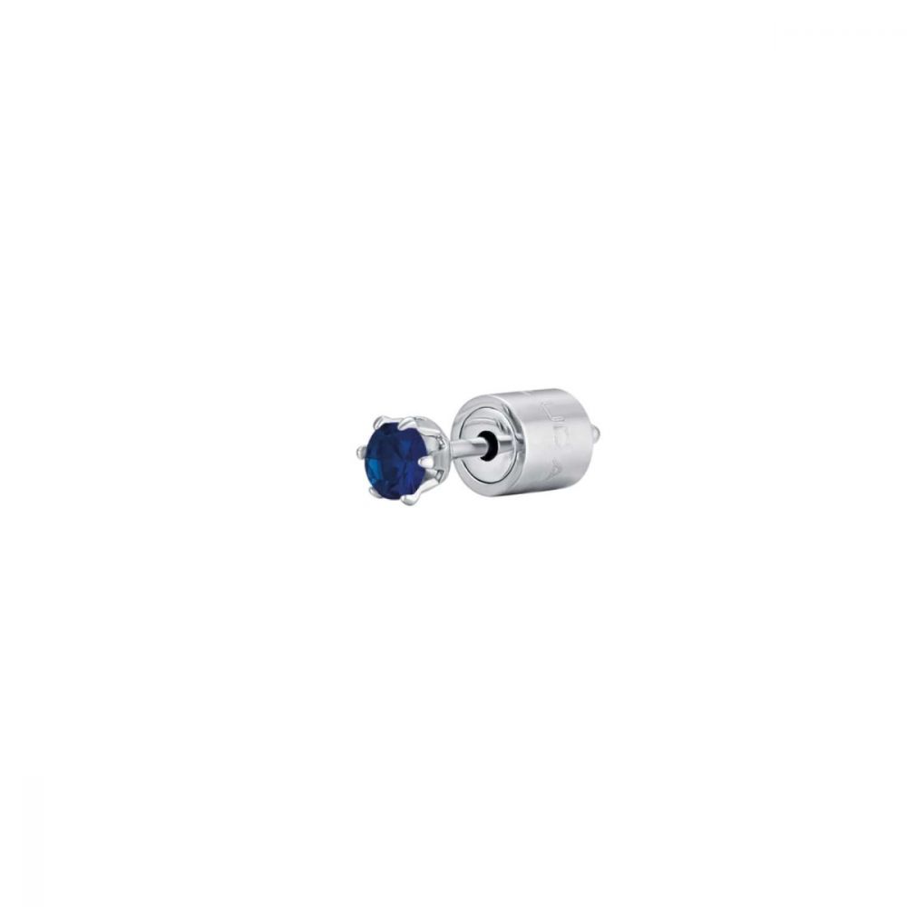 Luca Barra Mono Orecchino Acciaio Cristallo Blu 3 mm