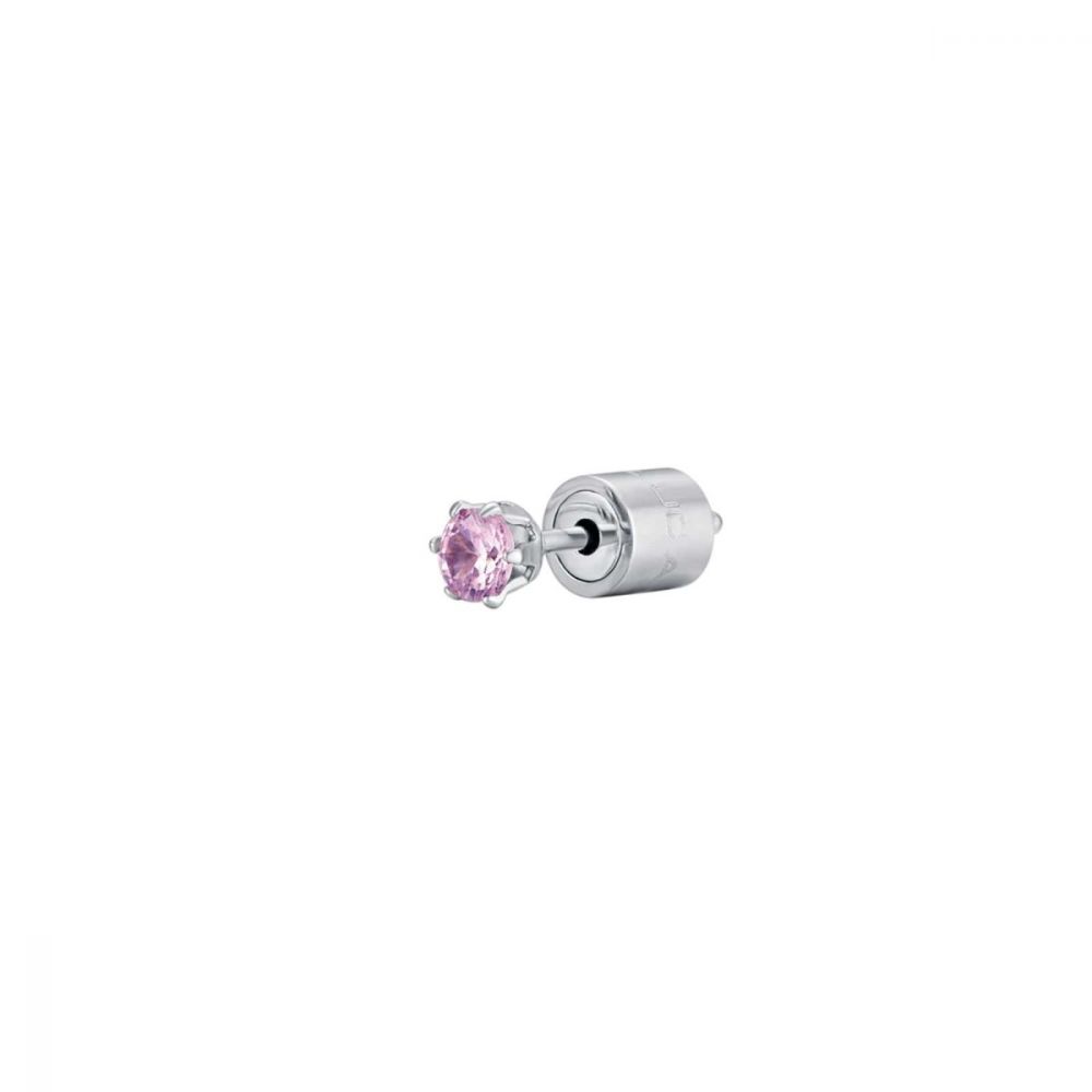 Luca Barra Mono Orecchino Acciaio Cristallo Rosa 3mm