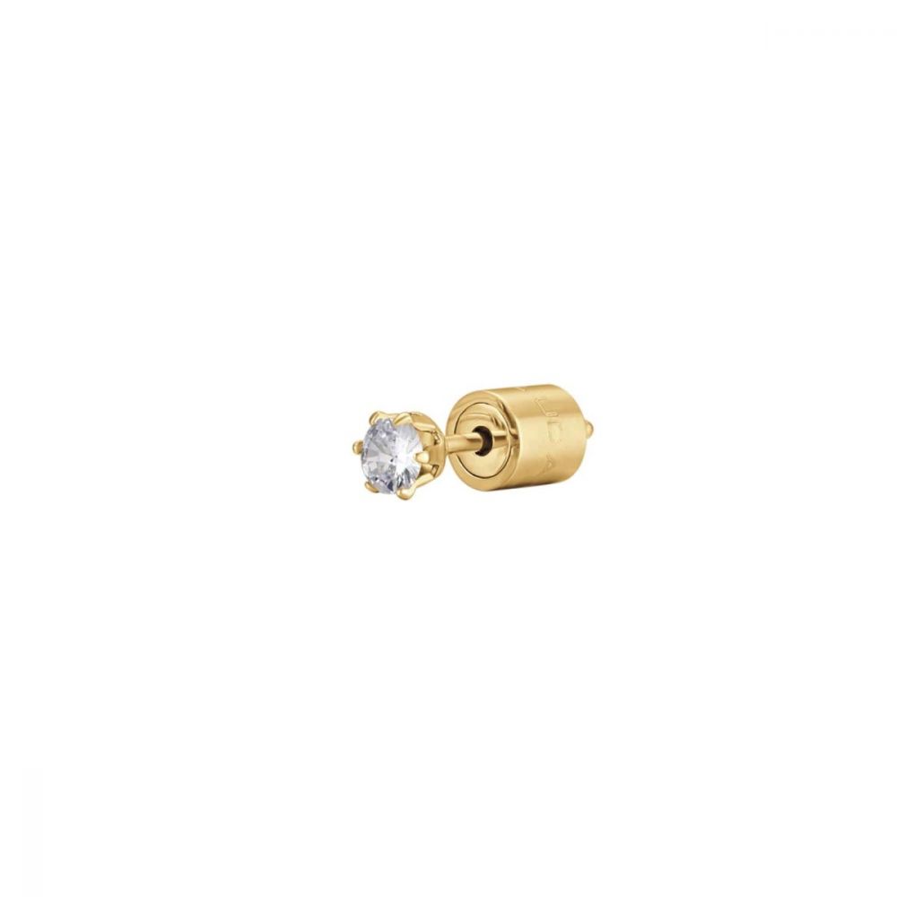 Luca Barra Mono Orecchino Acciaio Gold Cristallo Bianco 3mm