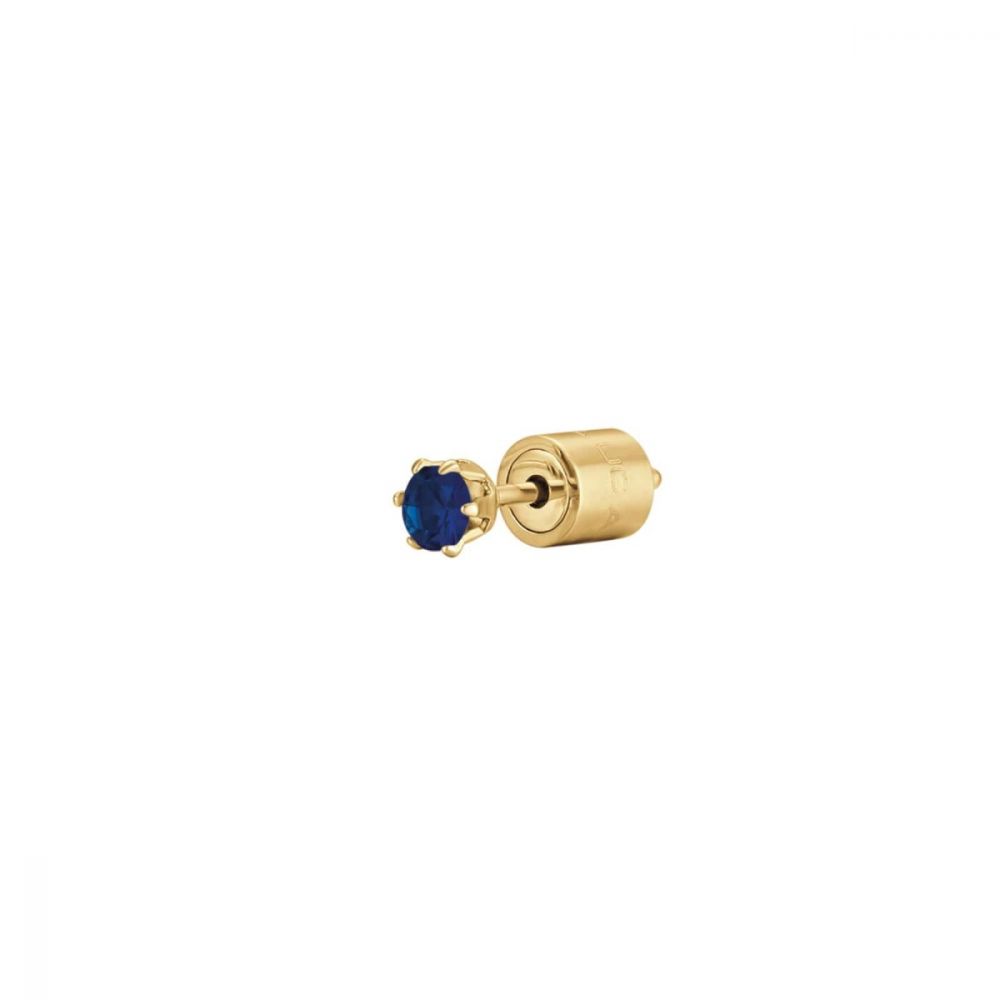 Luca Barra Mono Orecchino Acciaio Gold Cristallo Blu 3mm