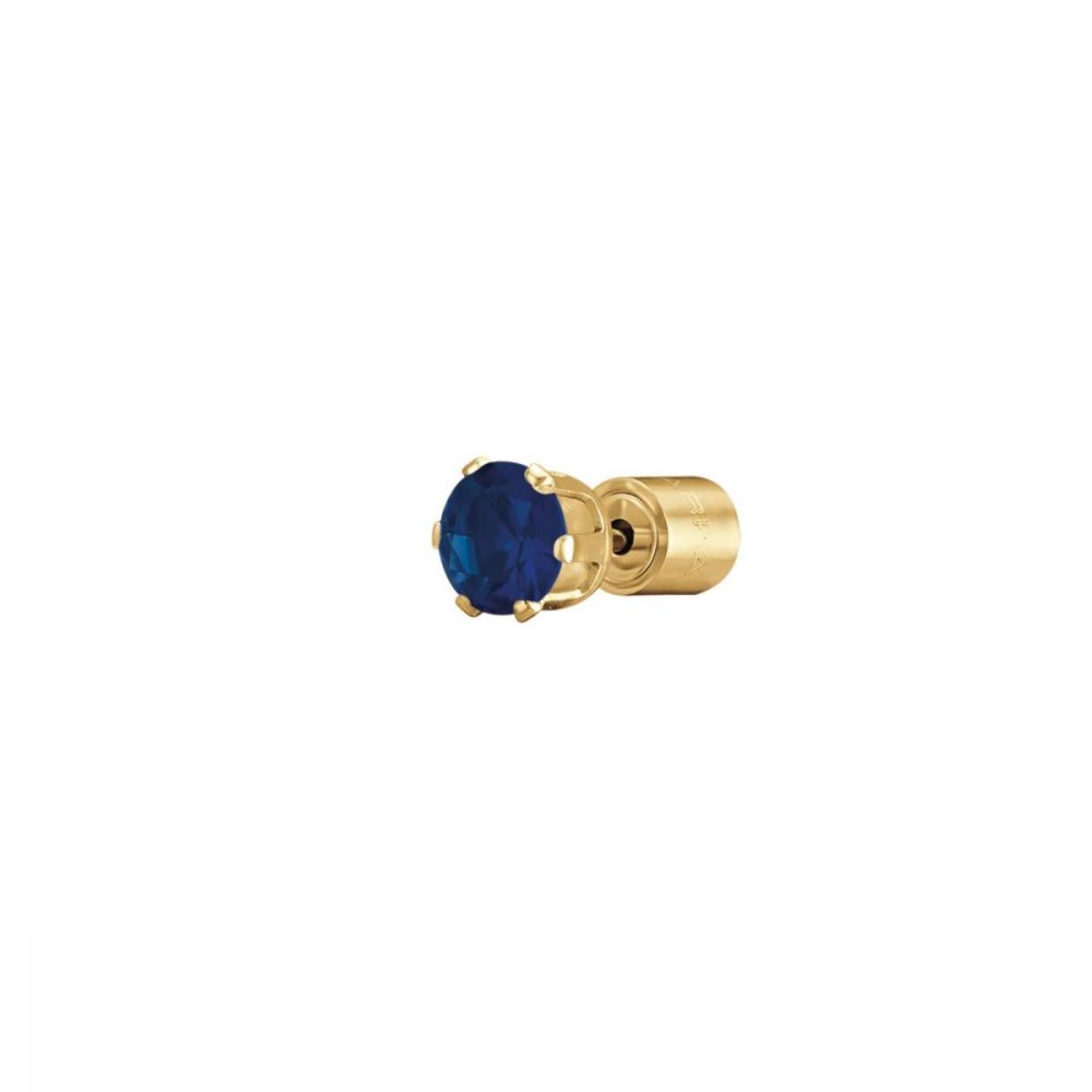 Luca Barra Mono Orecchino Acciaio Gold Cristallo Blu 5mm