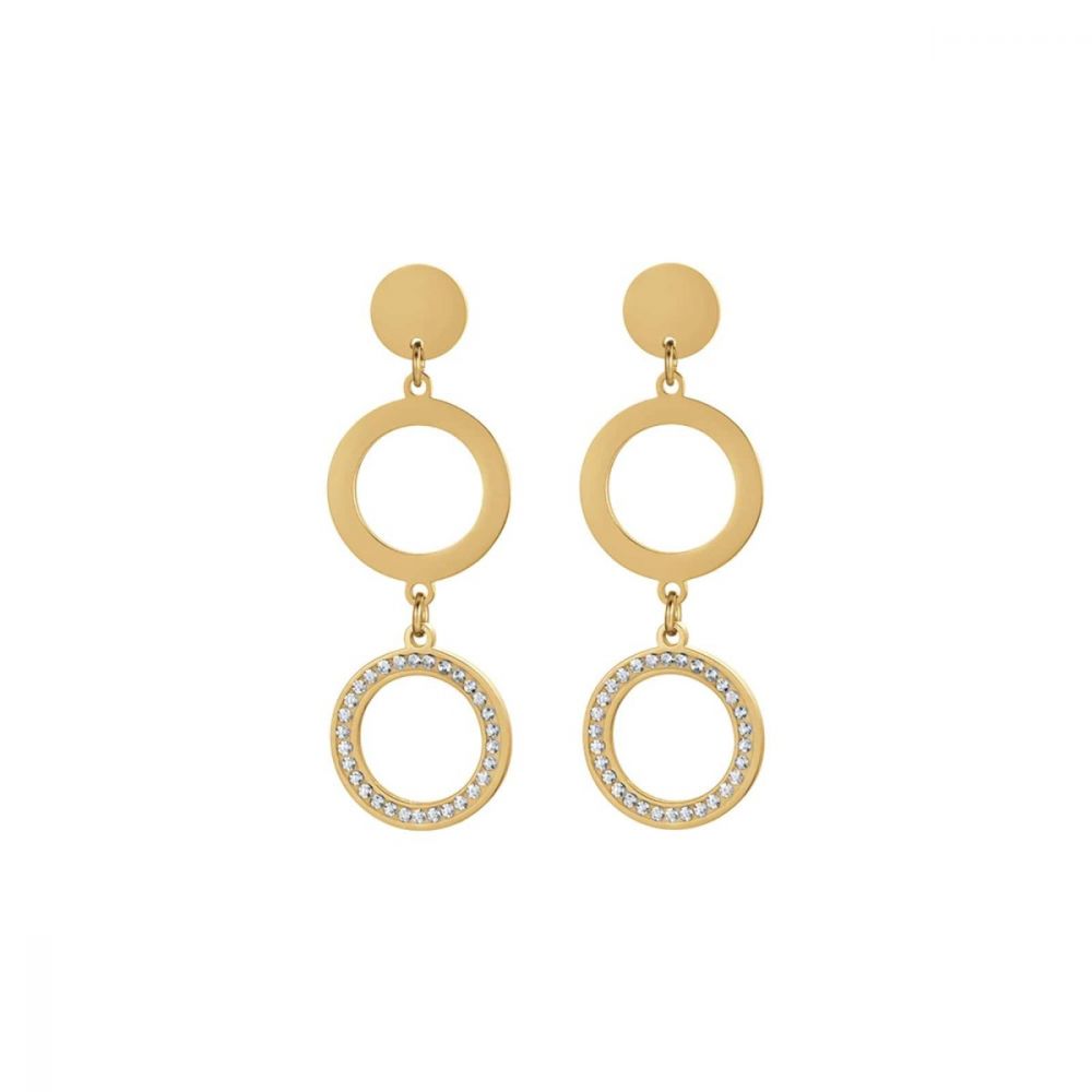 Luca Barra Orecchini Donna Acciaio Gold Tondi con Cristalli