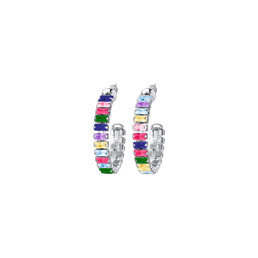 Luca Barra Orecchini Acciaio con Cristalli Multicolor