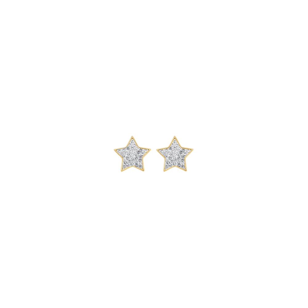 Luca Barra Orecchini Lobo Acciaio Gold Stella Zirconata