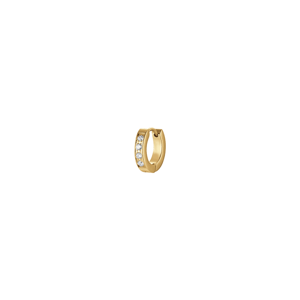 Luca Barra Mono Orecchino Acciaio Gold Cerchio e Cristalli
