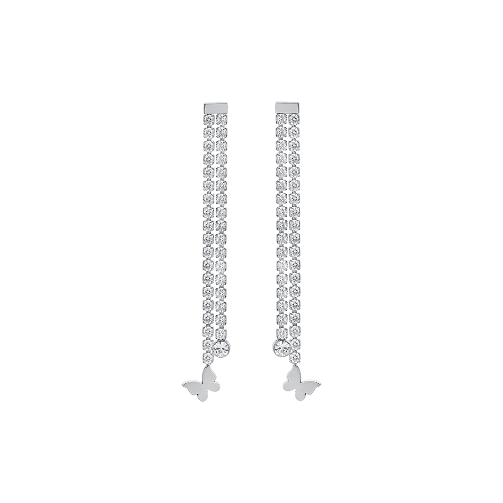 Luca Barra Orecchini Acciaio Cristalli e Farfalla