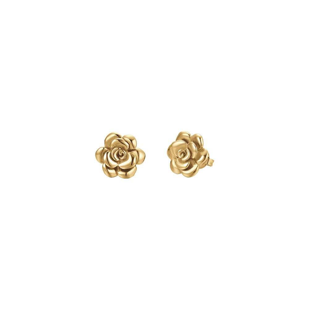 Luca Barra Orecchini Acciaio Gold con Rosa 