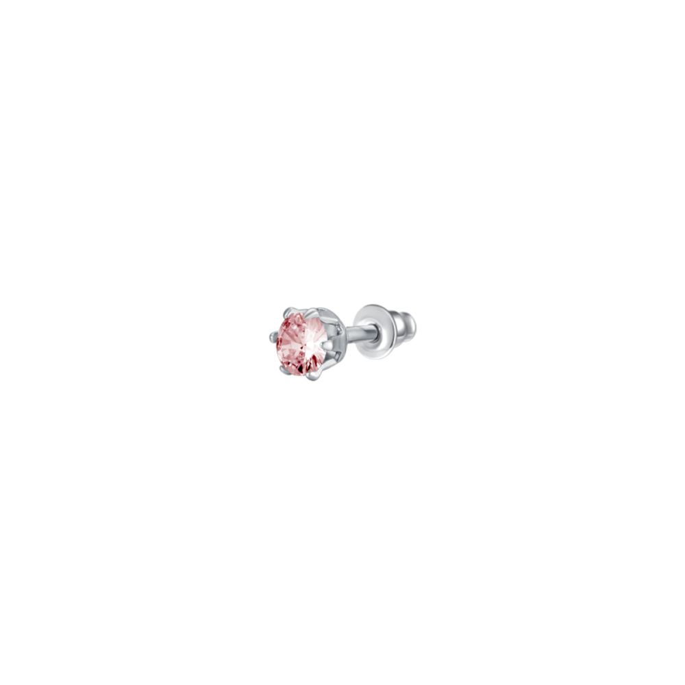 Luca Barra Mono Orecchino Acciaio Zircone Rosa 3 mm