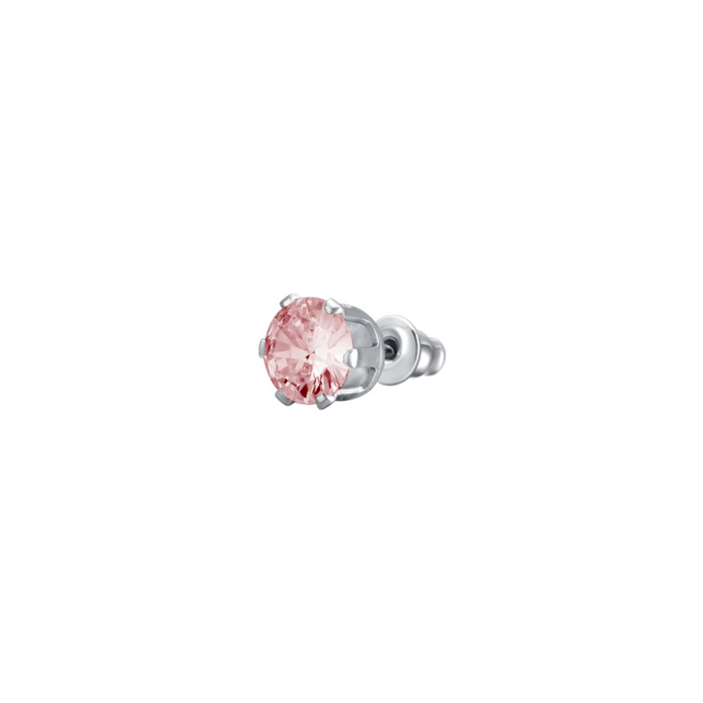 Luca Barra Mono Orecchino Acciaio Zircone Rosa 5 mm