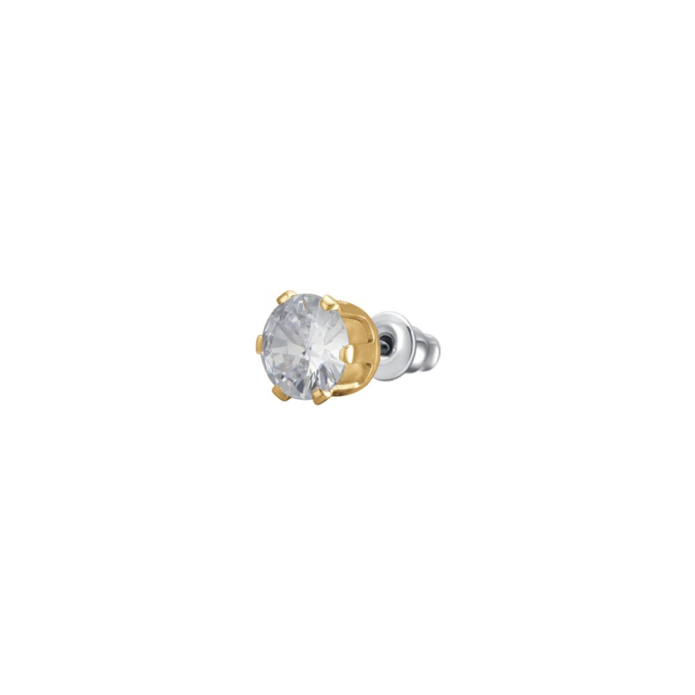 Luca Barra Mono Orecchino Acciaio Gold Zircone Bianco 5 mm