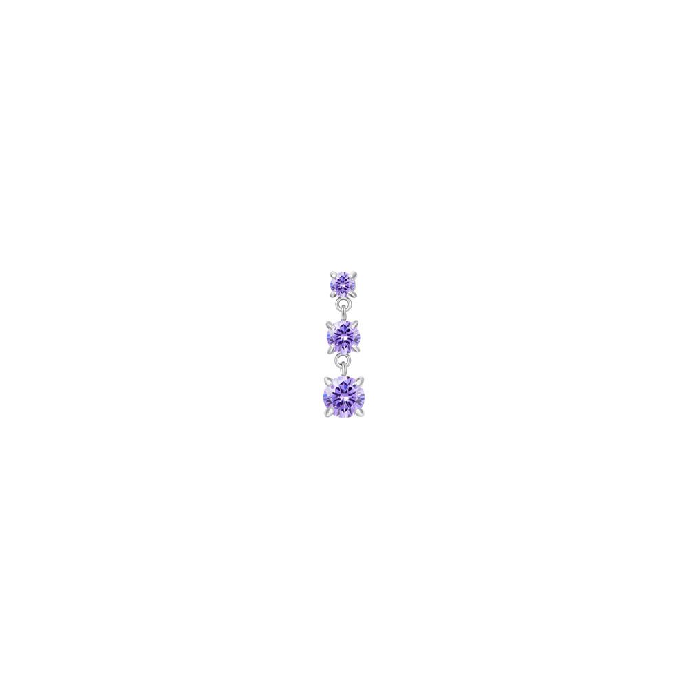 Luca Barra Mono Orecchino Acciaio 3 Zirconi Viola