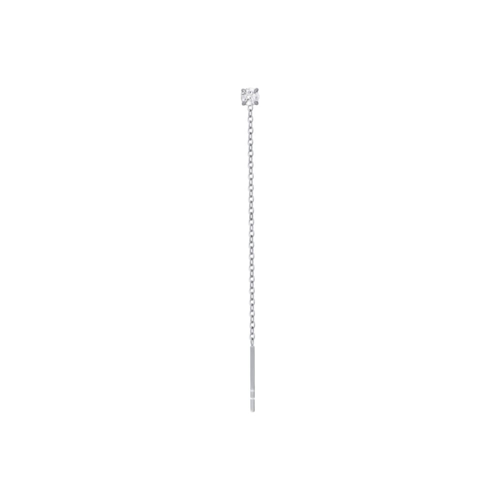 Luca Barra Mono Orecchino Acciaio Cristallo Bianco 3 mm