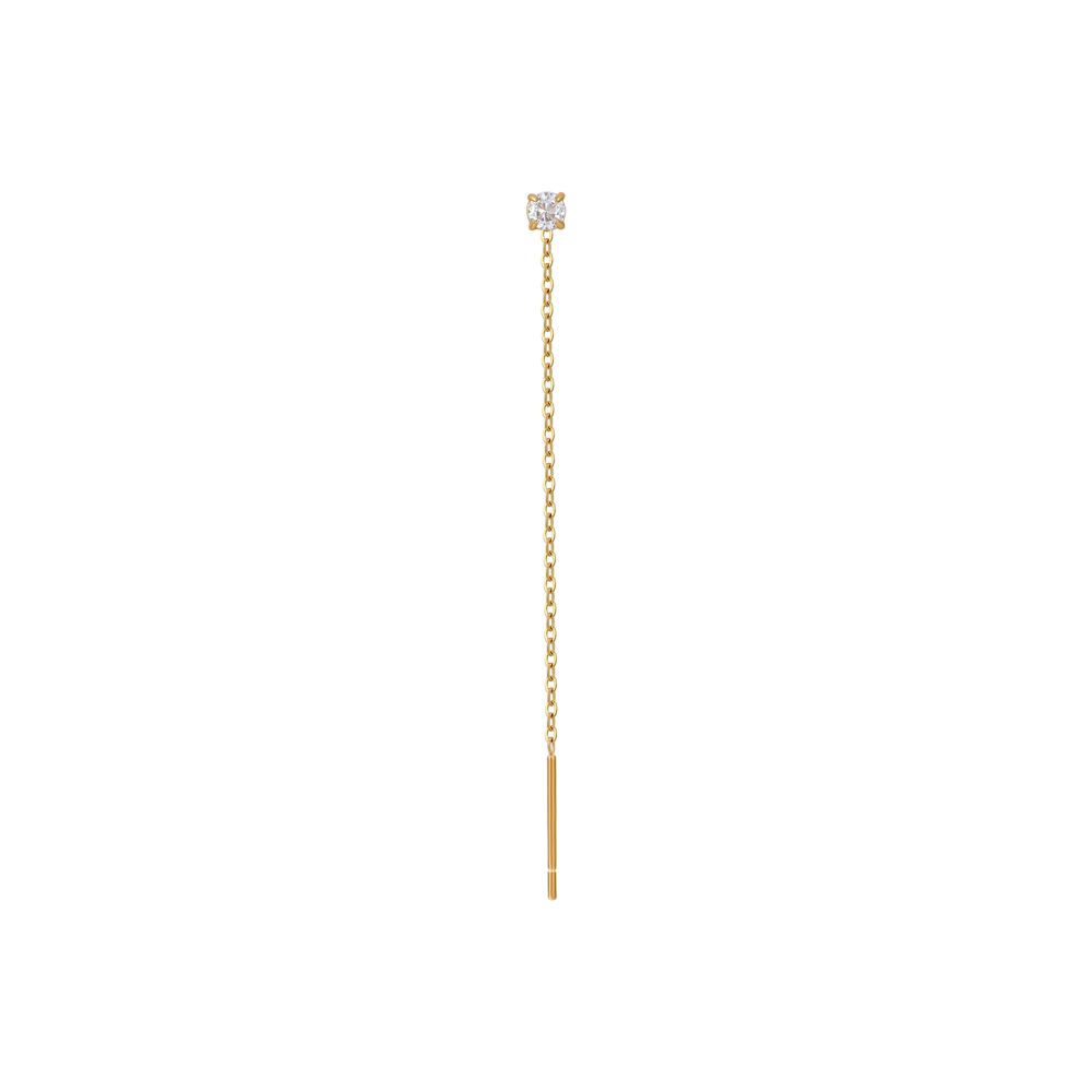 Luca Barra Mono Orecchino Acciaio Gold Cristallo Bianco 3 mm