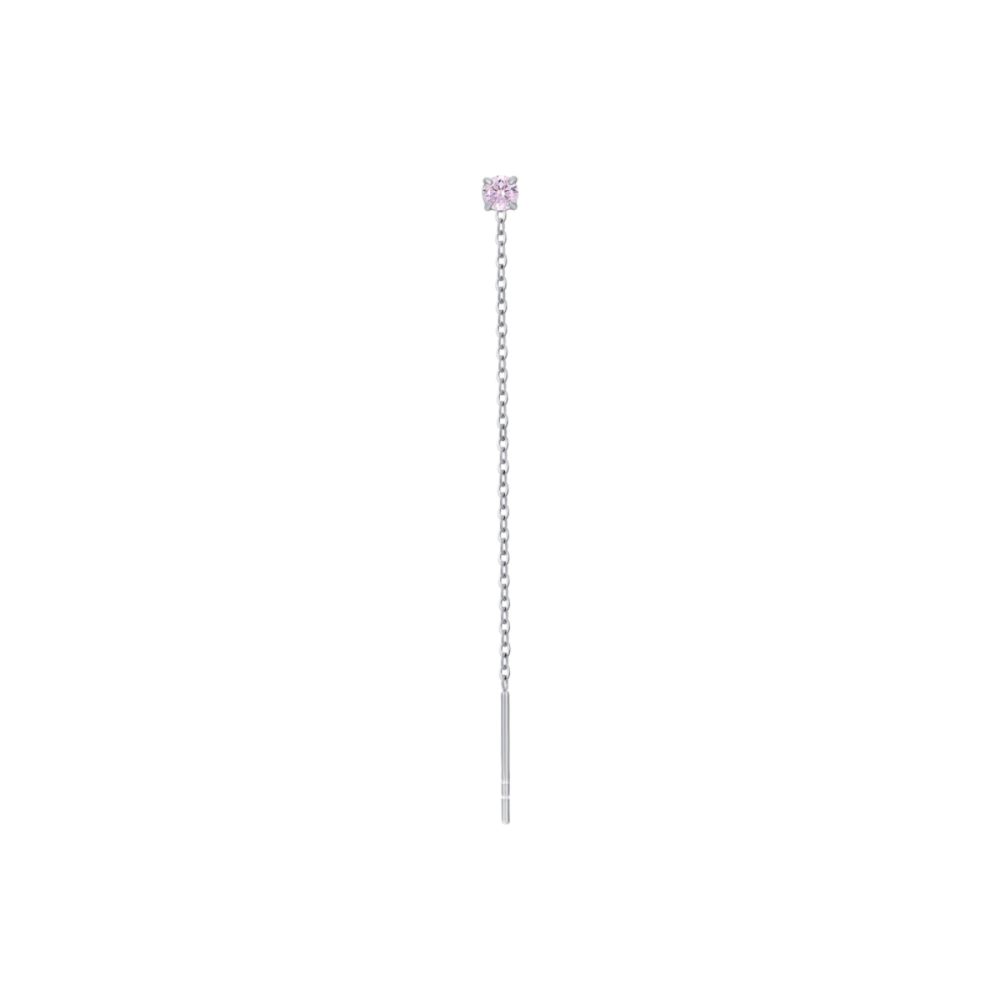Luca Barra Mono Orecchino Acciaio Cristallo Rosa 3 mm