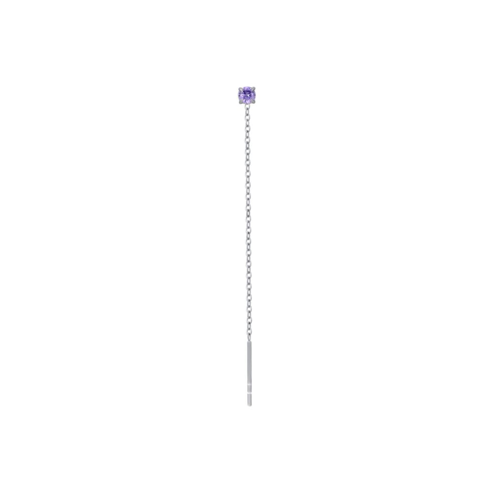 Luca Barra Mono Orecchino Acciaio Cristallo VIola 3 mm