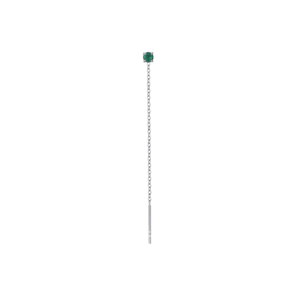 Luca Barra Mono Orecchino Acciaio Cristallo Verde 3 mm