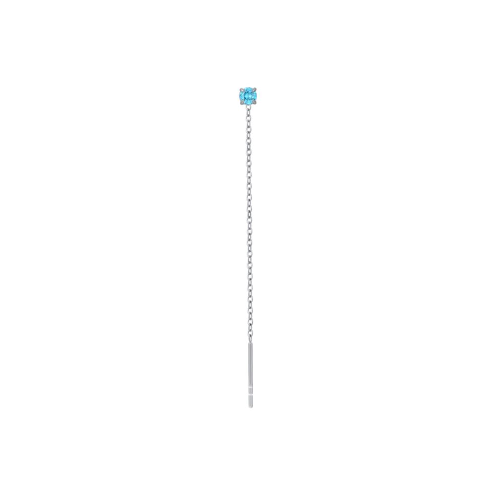 Luca Barra Mono Orecchino Acciaio Cristallo Acquamarina 3 mm