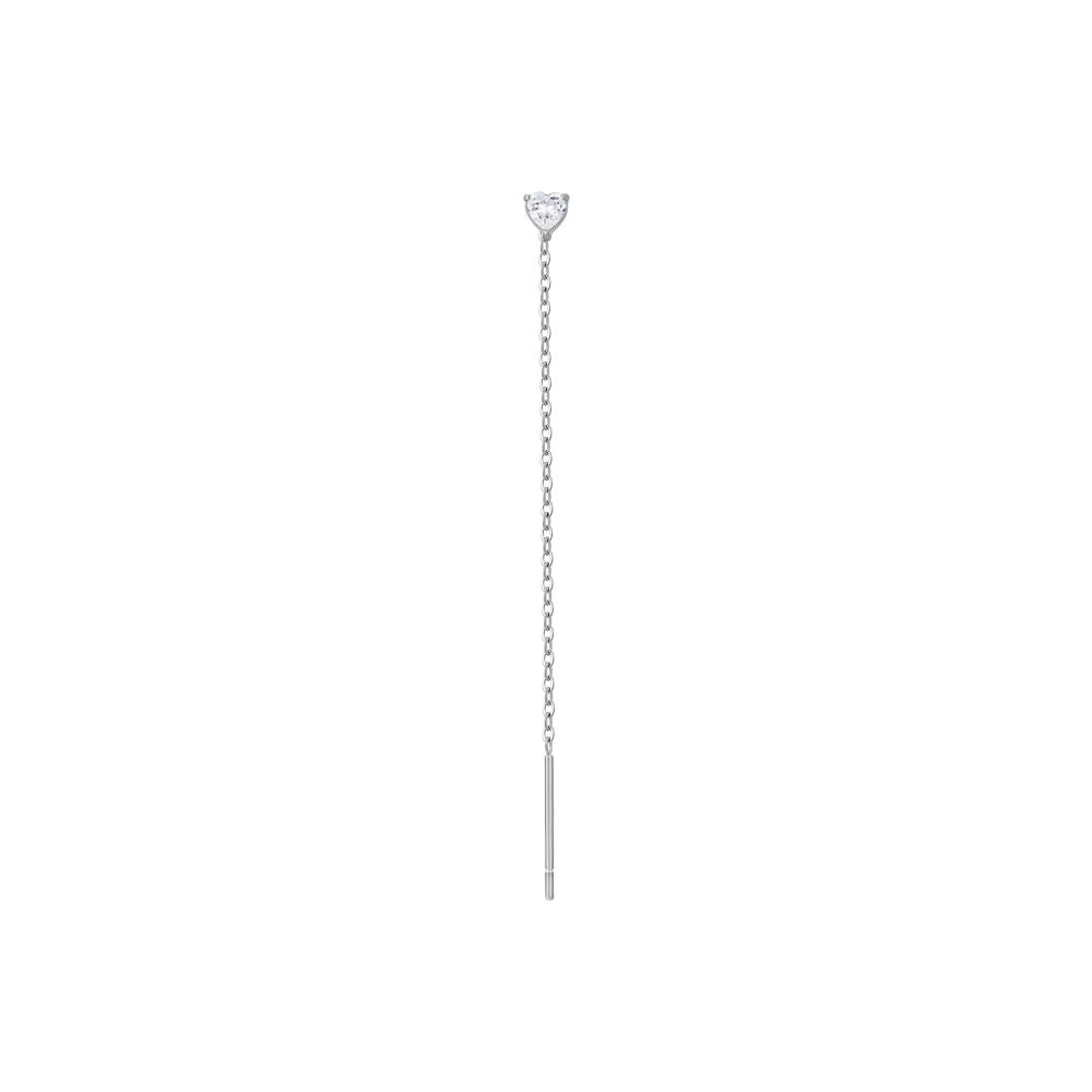Luca Barra Mono Orecchino Acciaio Cristallo Bianco 3 mm
