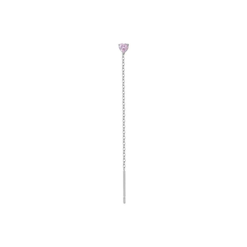 Luca Barra Mono Orecchino Acciaio Cristallo Rosa 3 mm