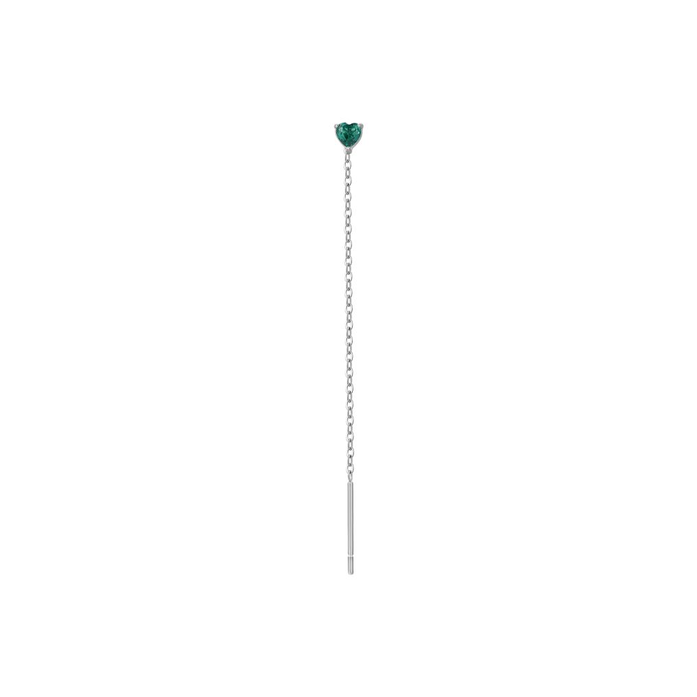 Luca Barra Mono Orecchino Acciaio Cristallo Verde 3 mm