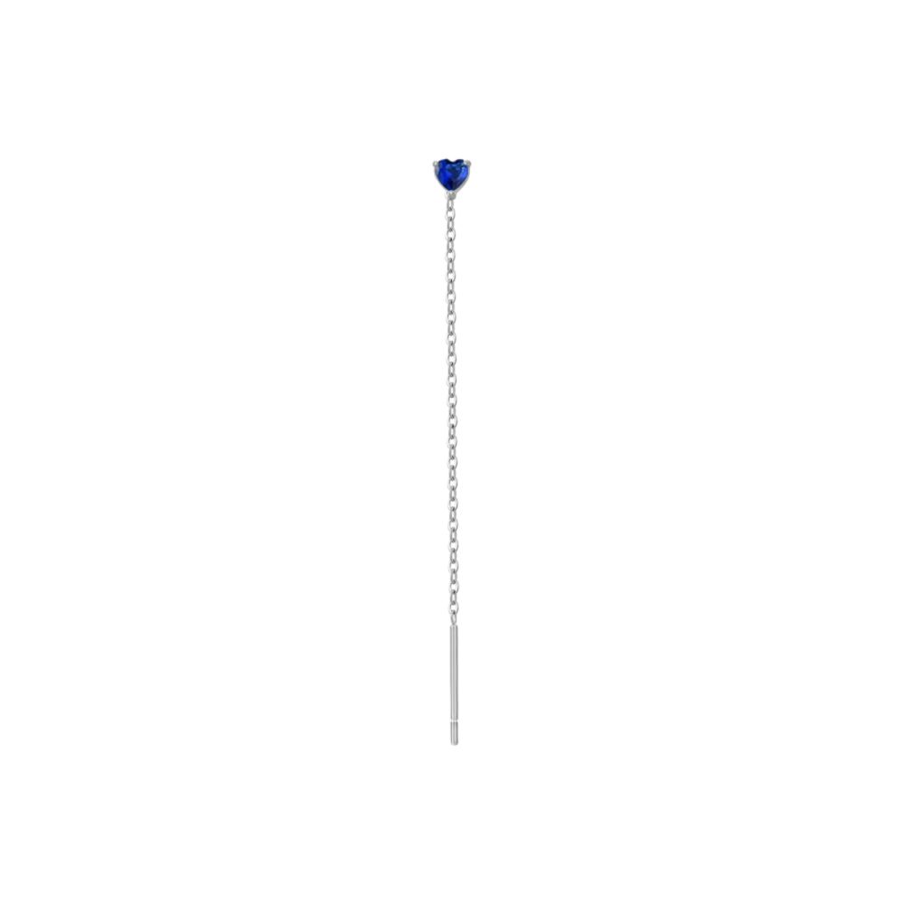 Luca Barra Mono Orecchino Acciaio Cristallo Blu 3 mm