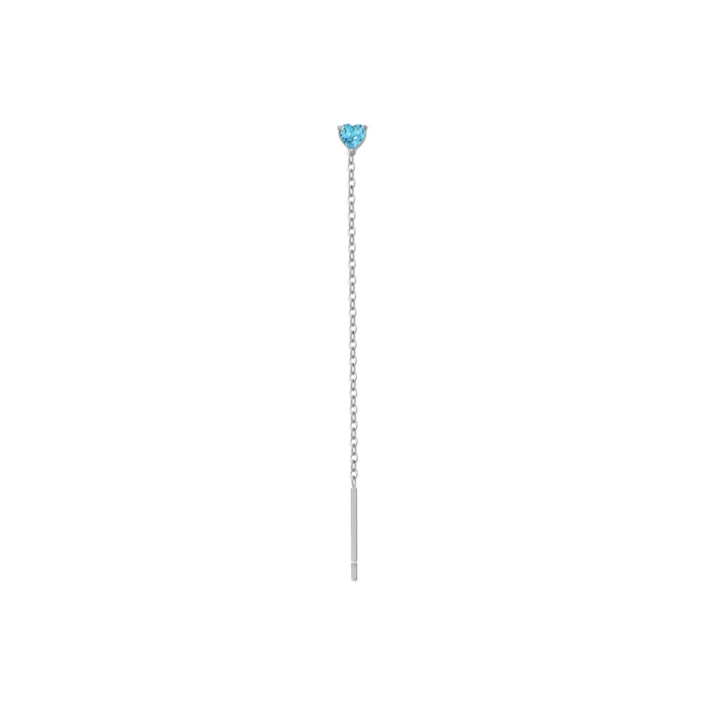 Luca Barra Mono Orecchino Acciaio Cristallo Acquamarina 3 mm
