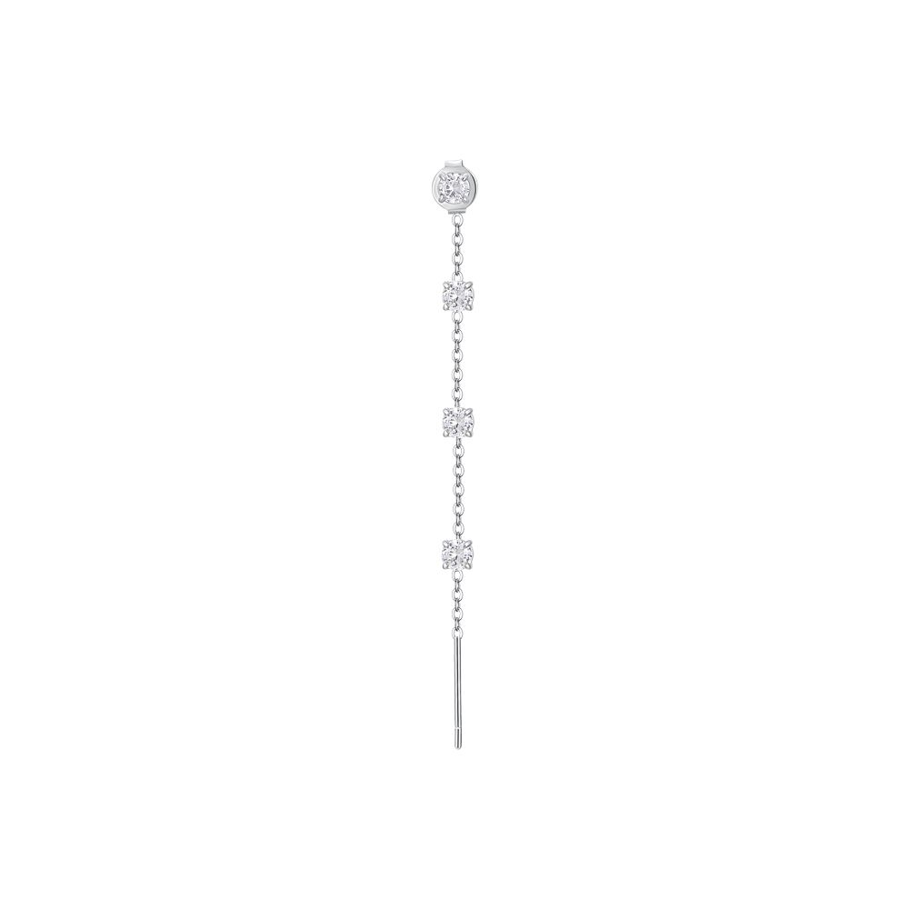 Luca Barra Mono Orecchino Acciaio Cristalli Bianchi 3 mm