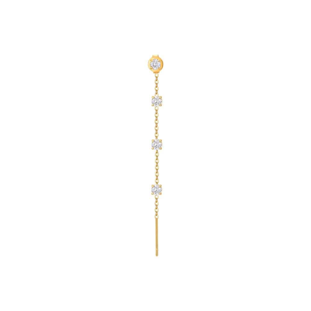 Luca Barra Mono Orecchino Acciaio Gold Cristalli Bianchi 3 mm