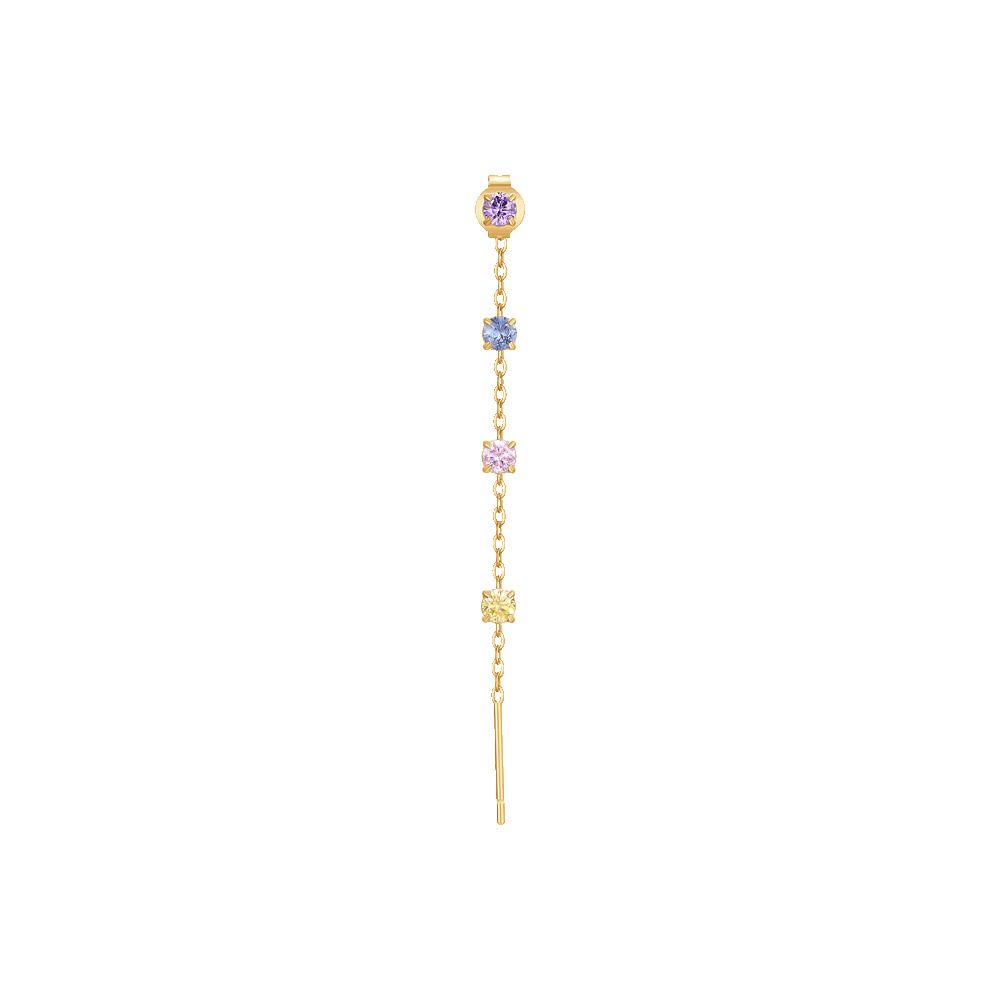 Luca Barra Mono Orecchino Acciaio Gold Cristalli Multicolor