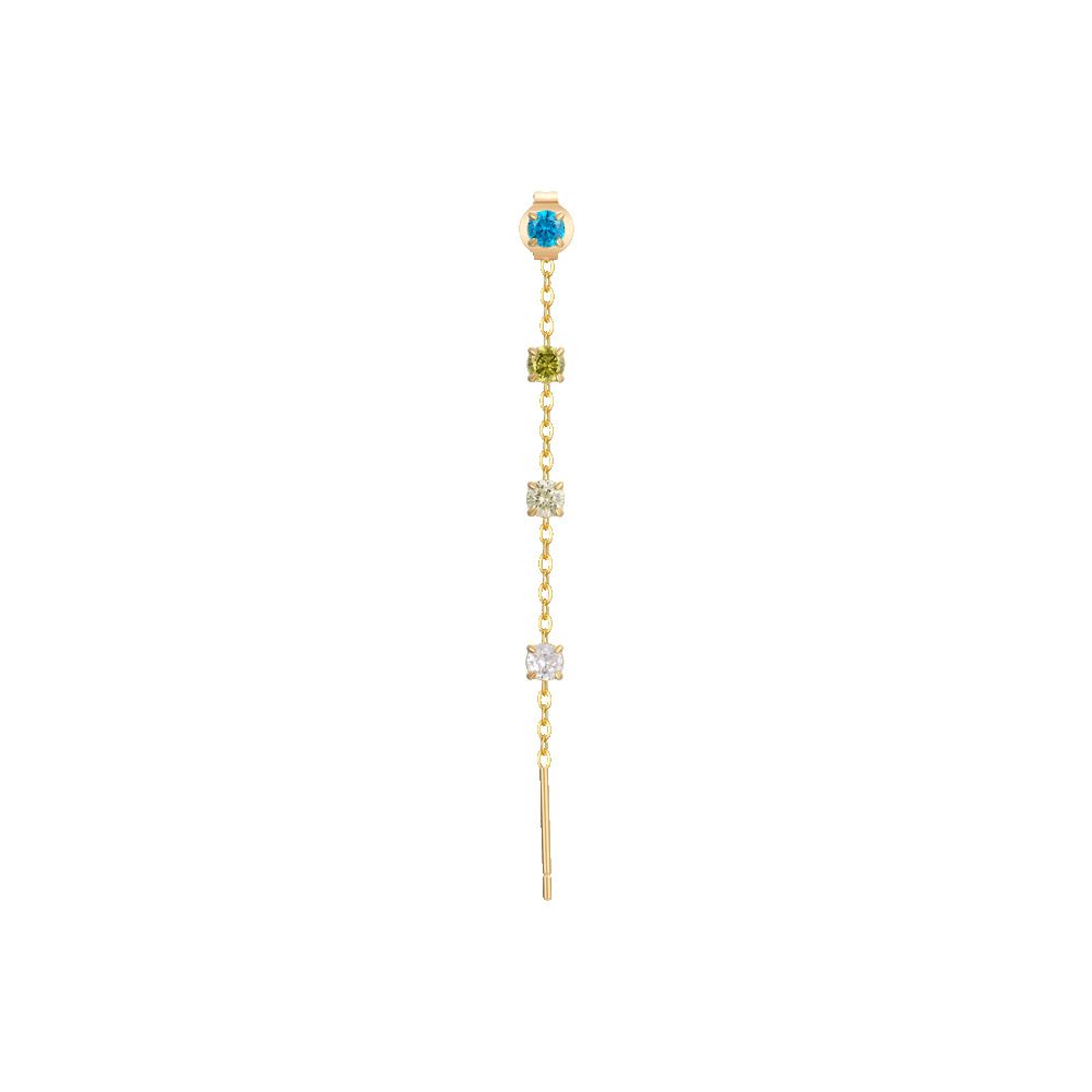 Luca Barra Mono Orecchino Acciaio Gold Cristalli Multicolor