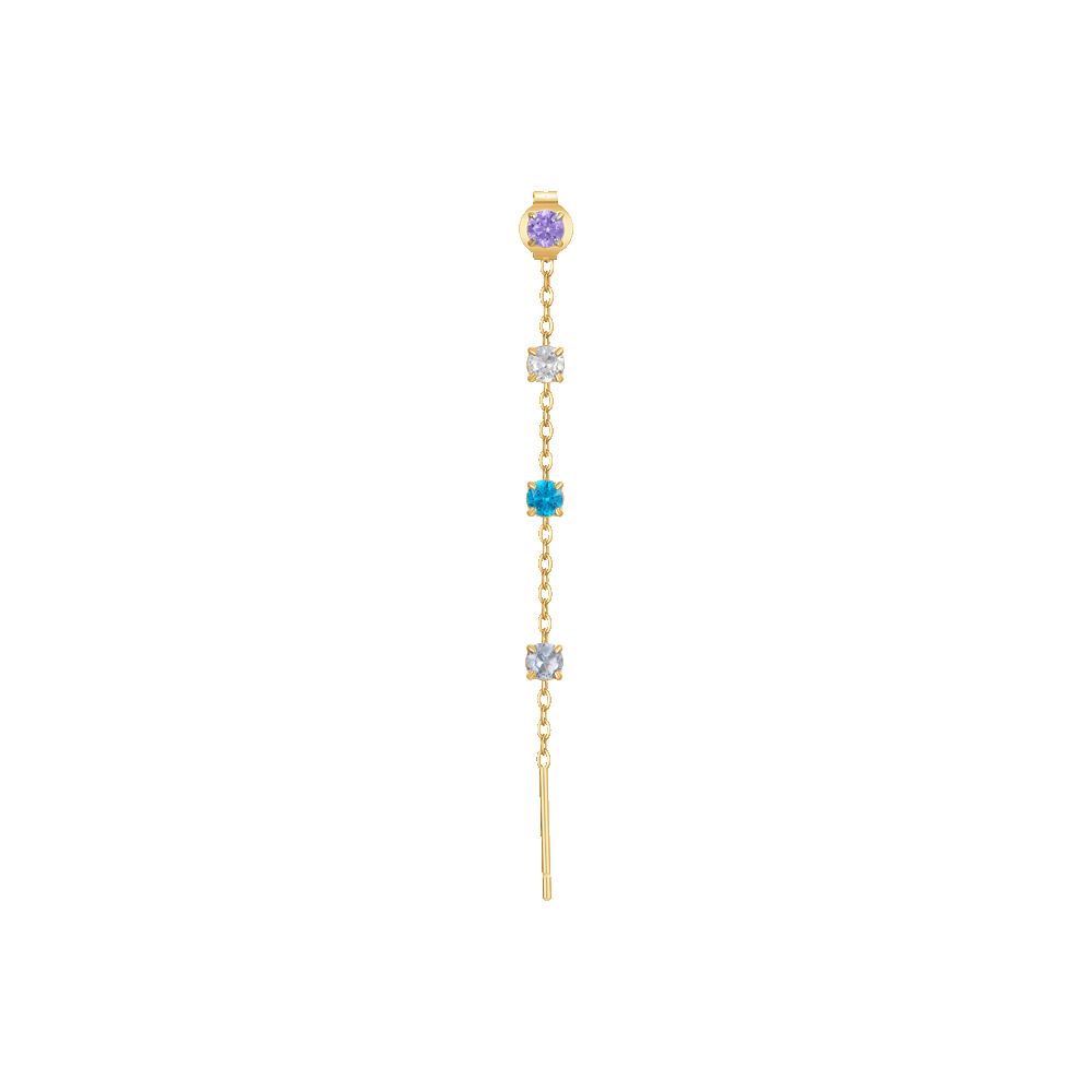 Luca Barra Mono Orecchino Acciaio Gold Cristalli Multicolor