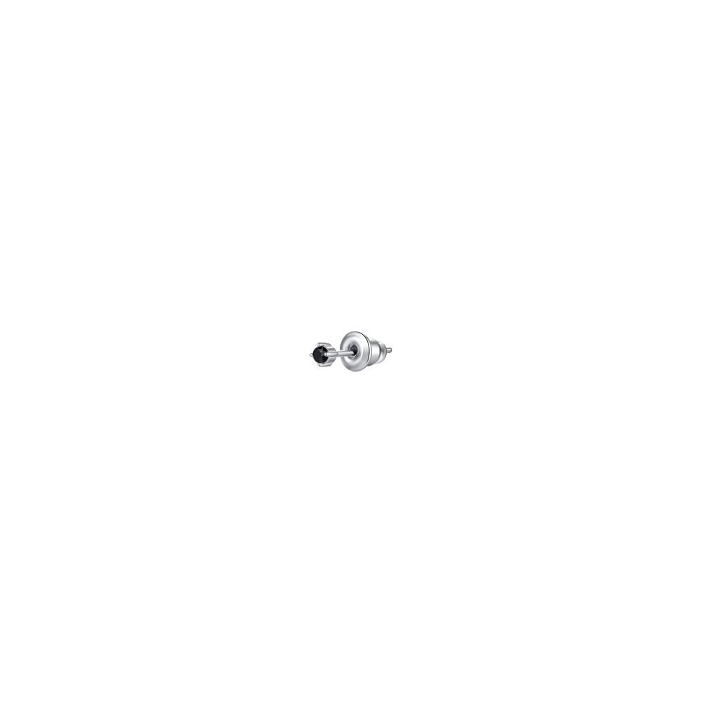 Luca Barra Mono Orecchino Acciaio Zircone Nero 2 mm