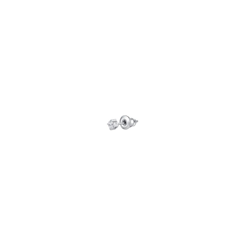Luca Barra Mono Orecchino Acciaio Zircone Bianco 3 mm