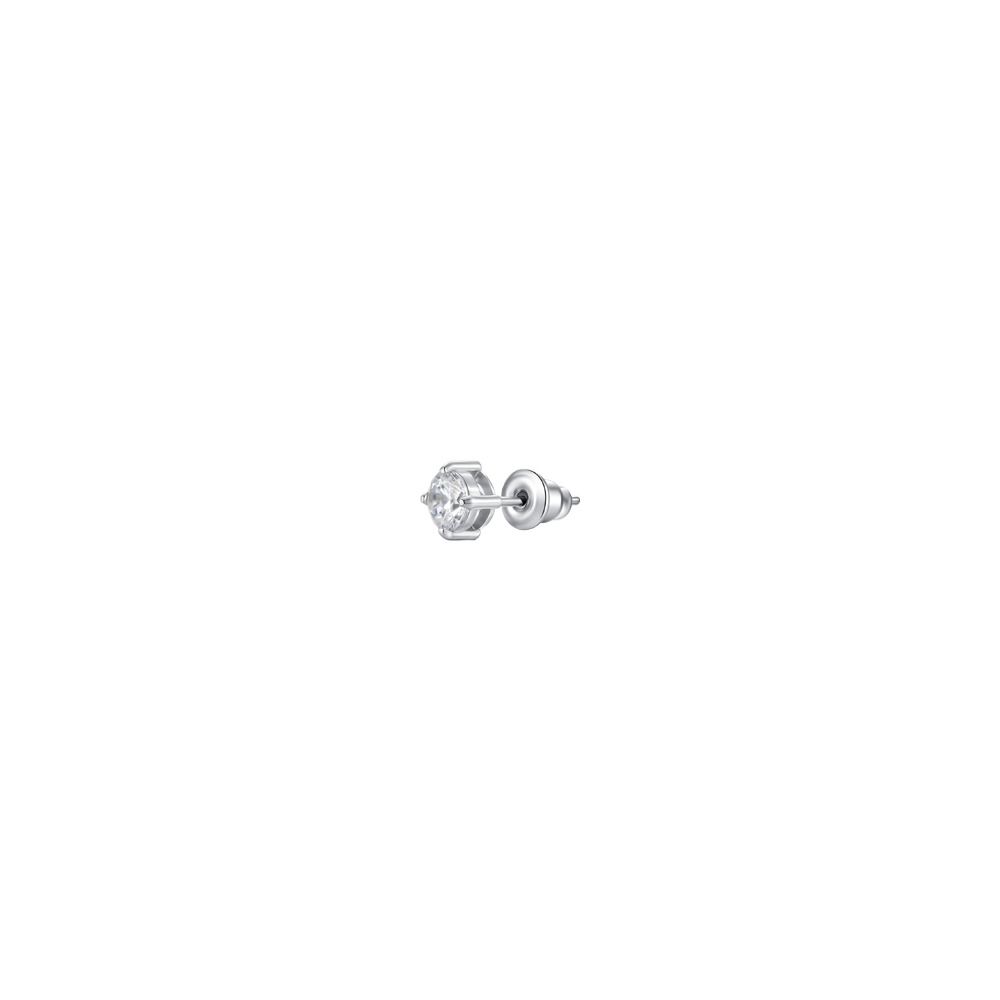 Luca Barra Mono Orecchino Acciaio Zircone Bianco 5 mm